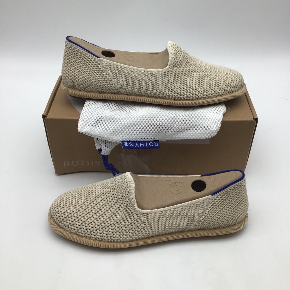 Rothys The Cruiser Loafer White Raffia-Knit Slip On Shoes Womens Size 7 NEW